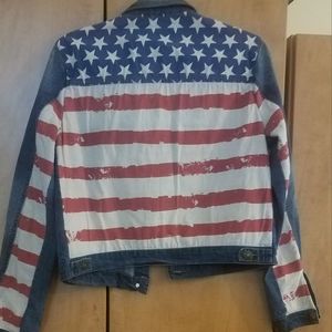 Flag themed denim jacket by forever 21